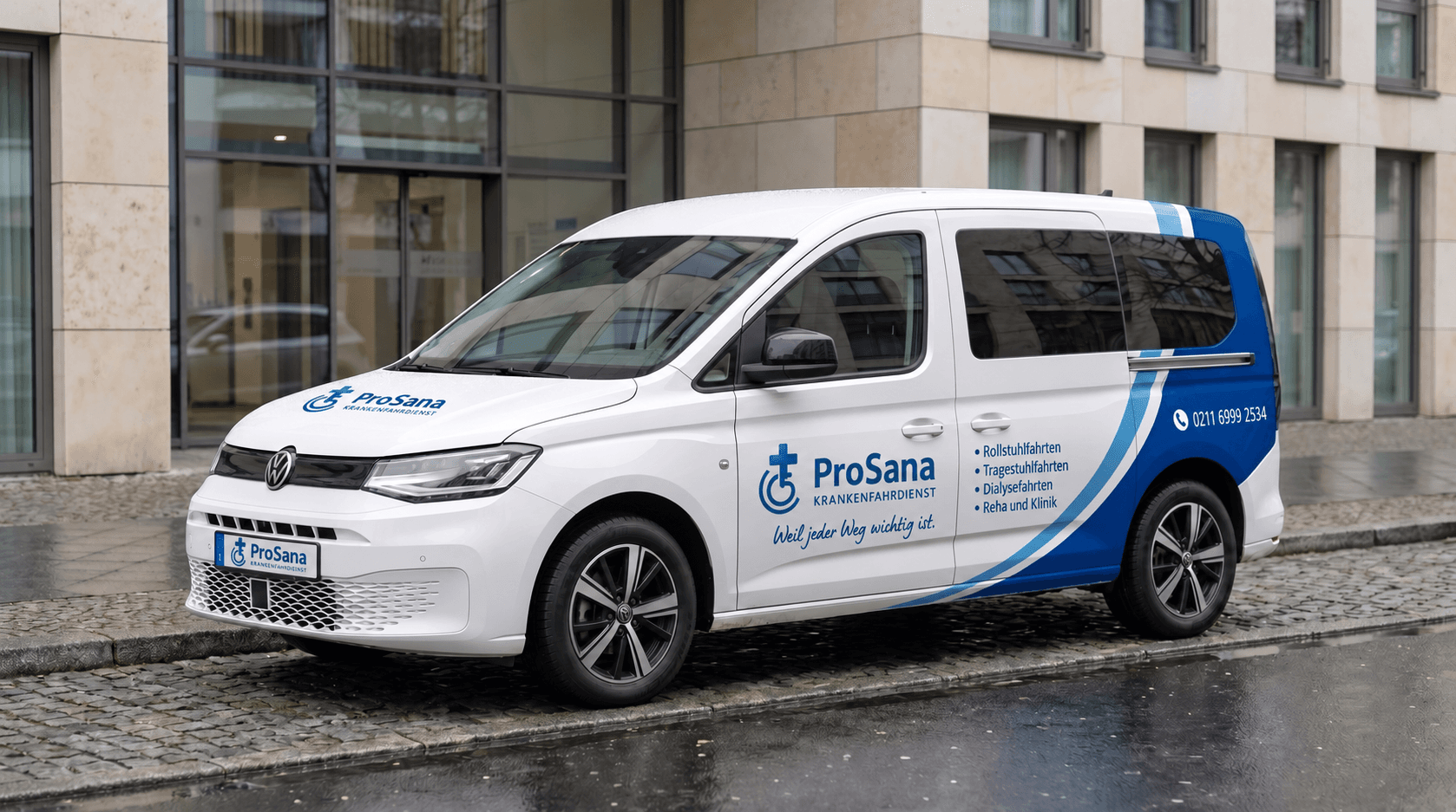 ProSana-Fahrzeug in der Dreiviertelansicht von vorne